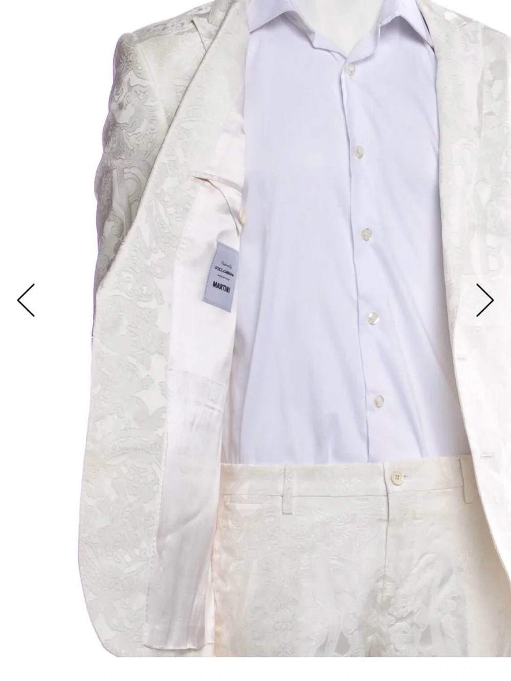 Dolce & Gabbana Off White Brocade Two-Piece Suit